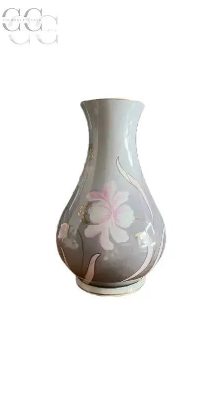 Vaso porcellana di Limoges decorato a mano con motivi floreali, ideale per tazze e tazzine