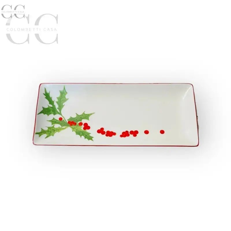 Vassoietto con agrifoglio porcellana Richard Ginori, elegante servimento per tazze e tazzine