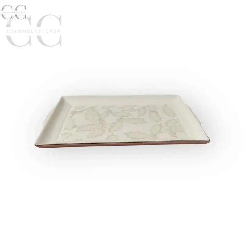 Vassoietto Richard Ginori con decoro a foglie in porcellana e filo platino