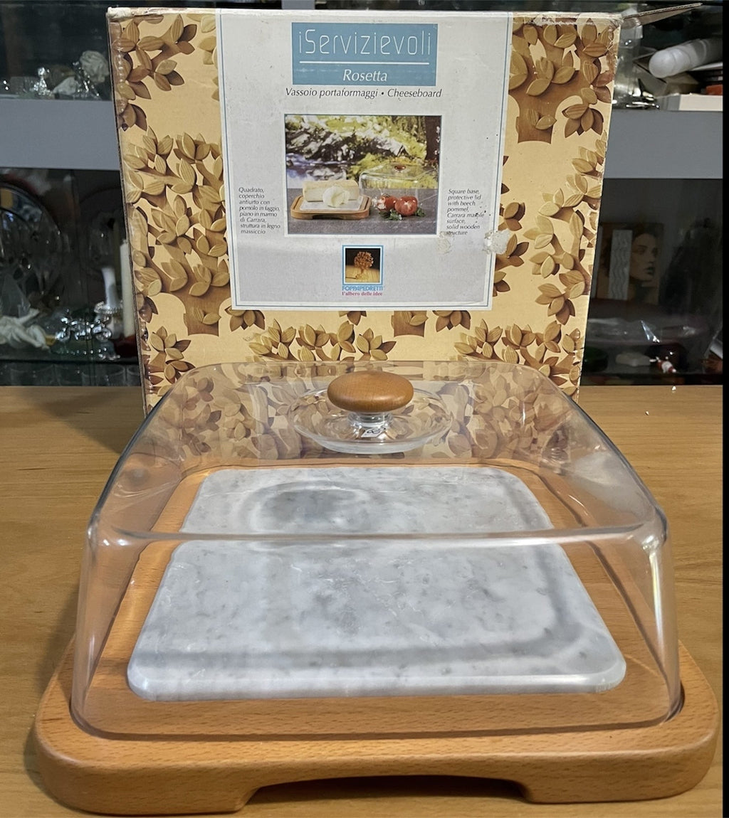 Vassoio porta formaggio piano in marmo e legno Foppapedretti