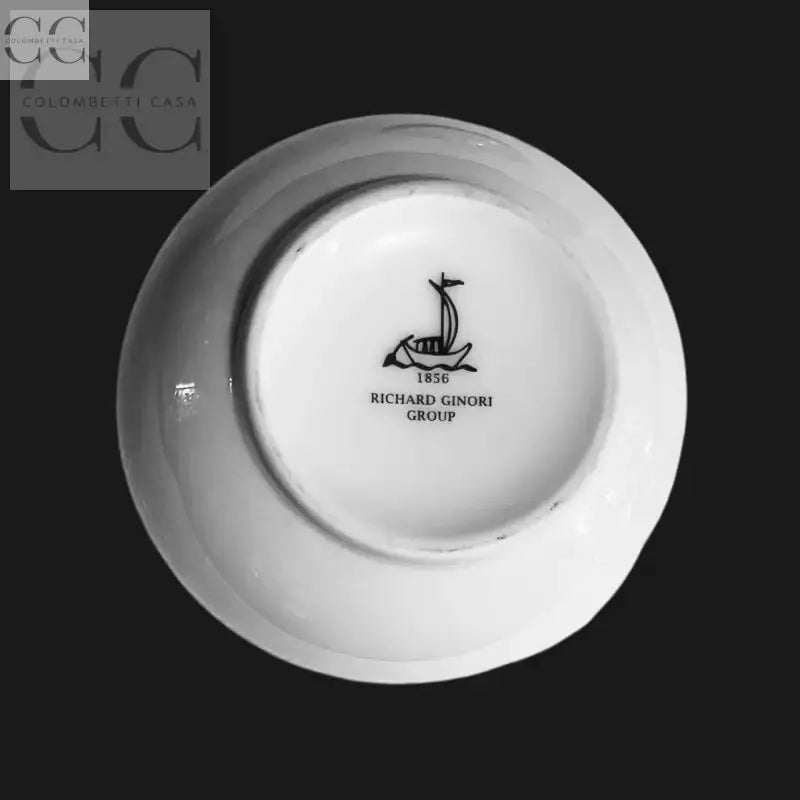 Ciotola bianca in ceramica con marchio del produttore Richard Ginori Zuccheriera Borromeo