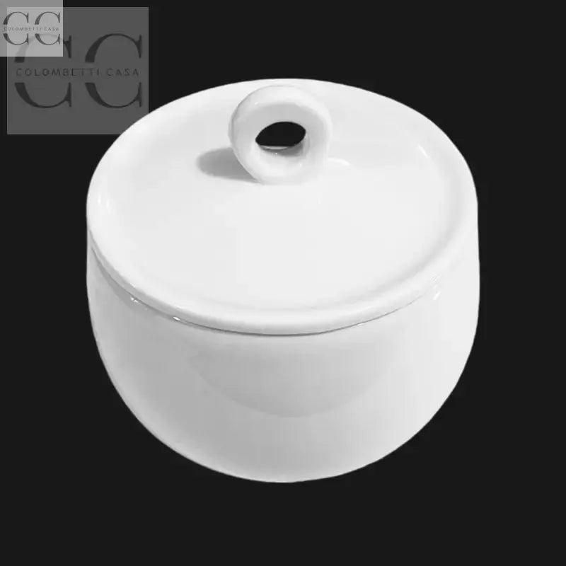 Zuccheriera Borromeo bianco in porcellana con coperchio di Richard Ginori