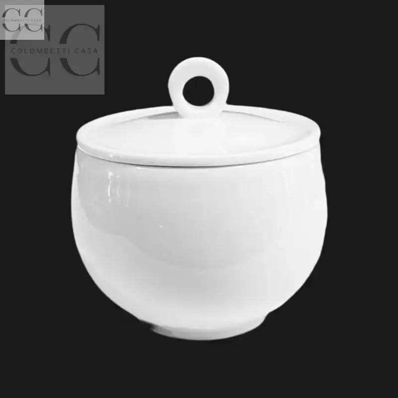 Zuccheriera Borromeo bianco porcellana Richard Ginori con coperchio in ceramica bianca