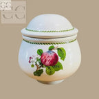 Zuccheriera Pomona Border Ceramica Portmeirion con design di mela su jar in ceramica bianca