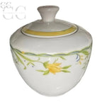 Zuccheriera porcellana Limoges, elegante tazzina con design floreale bianca