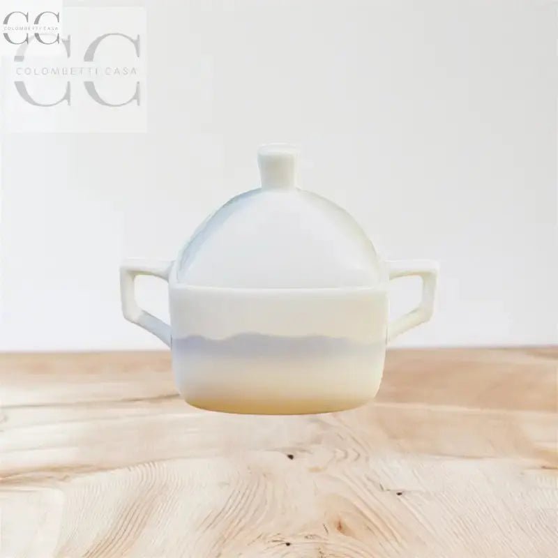 Zuccheriera Vela orizzonti porcellana Richard Ginori con coperchio in ceramica bianca